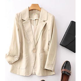 Áo Vest Blazer Nữ Linen Beige Dài Tay