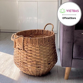 Giỏ lục bình đựng đồ VIETBAS tròn có quai MAU168