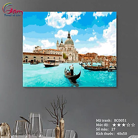 Tranh tô màu theo số BC0051 Tranh sơn dầu số hóa phong cảnh Venice - Hòn ngọc của biển Adriatic