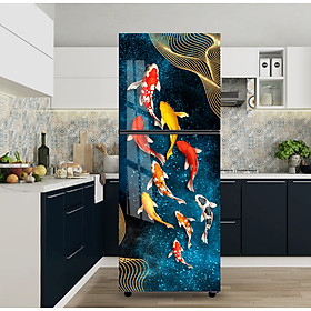 Mua Tranh  Dán Tủ Lạnh  - Máy Giặt Cá Koi Hoàng Gia Hue Decor Chất Liệu Decal  Tráng Bóng Namilate  Sang Trọng Chống Nước Siêu bền