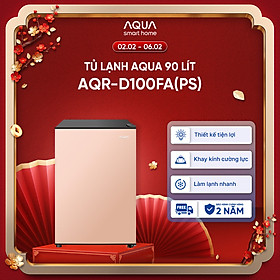 [SẢN PHẨM MỚI 2025] Tủ lạnh mini Aqua 90 lít AQR-D100FA(PS) - Màu hồng nhạt - Freeship toàn quốc - Có hỗ trợ đổi qua be - Hàng chính hãng