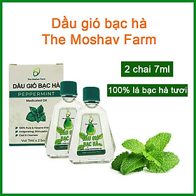 Dầu Gió Bạc Hà The Moshav Farm - Chiết Xuất Từ 100% Lá Bạc Hà Tươi Giảm Đau Đầu, Chống Say Tàu Xe , Sảng Khoái Tinh Thần, Tập Trung Cao Độ - Hộp 2 Chai 7ml