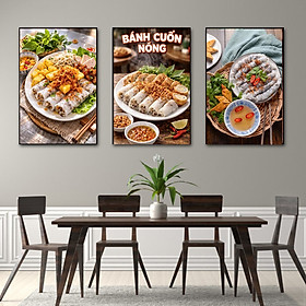 (HCM) Tranh treo tường bánh cuốn Hà Nội trang trí quán ăn, nhà hàng kèm đinh treo