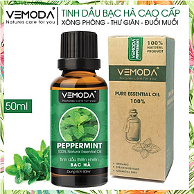 Tinh dầu Bạc hà cao cấp 50ML Peppermint. Tinh dầu xông phòng Vemoda giúp xông phòng, khử mùi, thanh lọc không khí, thư giãn, kháng khuẩn, giải cảm, xua đuổi côn trùng, chăm sóc răng miệng