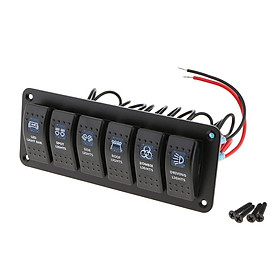 6-Gang Car Marine Boat Circuit LED Rocker Switch  Install Accessories