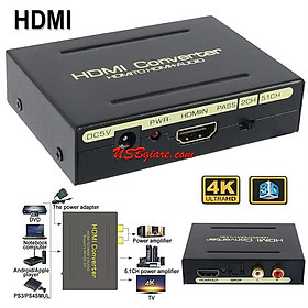 HDMI Audio Extractor HDMI to HDMI Optical TOSLINK SPDIF + 3.5mm Stereo Extractor Converter HDMI Audio Splitter Adapter -USBgiare-Com