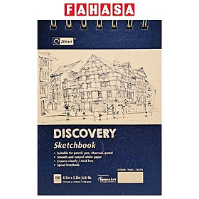 Sổ Vẽ Lò Xo Sketchbook Discovery A6 - Gáy Ngang - Giấy Trơn - 160 Trang 100gsm - Zen Art TMG-8231 - Màu Xanh Navy