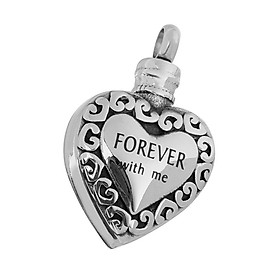 Heart Forever with me Carved Pet Ash Holder Cremation Urn Keepsake Jewelry