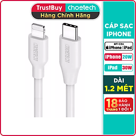 Dây Cáp Sạc Type-C To Lightning Chứng Nhận MFI CHOETECH IP0040 Dài 1.2M Sạc Nhanh 20W Cho iPhone Và 30W Cho iPad - Hàng Chính Hãng