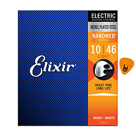 Elixir 12052 - Bộ Dây Đàn Guitar Điện Cỡ 10 (10-46) - Chính Hãng (Electric Strings Phủ Lớp Nanoweb) - Kèm Móng Gảy DreamMaker