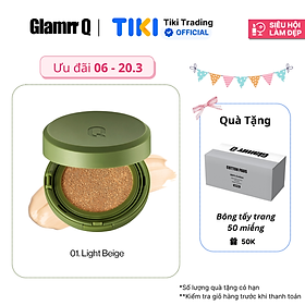 Phấn nước trang điểm che phủ kiềm dầu thuần chay GLAMRR Q VEGAN SUPER COVER CUSHION (1 lõi x 15g) by Gilaa