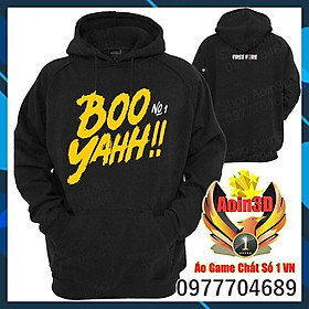 (SALE 50%) Áo Free Fire BOOYAHH - Hoodie Đen Shop Aoin3D Tặng kèm Mũ FF