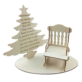 Wood Rocking Chair Miniature Christmas Tree Set Wood Table Top Holiday Decor