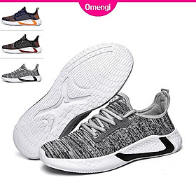 Omengi 2020 Fashion men outdoor soft breathable running sneakers casual black sport shoes