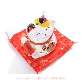 Mèo thần tài may mắn gốm sứ cao cấp MINI|phongthuygiaphat