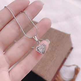 Dây chuyền mì kèm mặt hoạ tiết kim cương không đen không gỉ