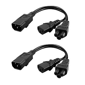 2x IEC C14 to C13+C5 Male to Female Y Splitter Power Cable Adapter