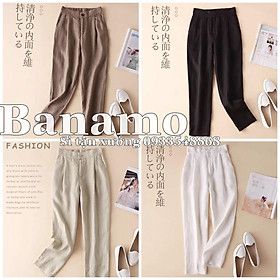Quần baggy nữ Banamo Fashion chất đũi nhật nhiều màu, quần becgi khóa trước chun sau thoải mái 821