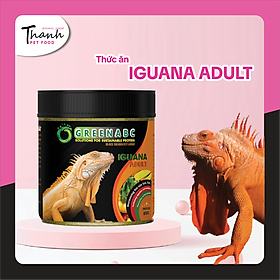 Thức ăn bò sát Iguana Trưởng Thành nhãn GREENABC dùng cho Iguana từ 1m trở lên – Gai bung, gù cao, dáng đẹp, lên màu tươi - Hộp 230g