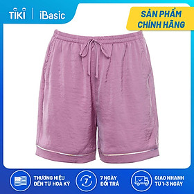 Quần đùi pyjama nữ ngắn lụa Satin hoạ tiết icon iBasic HOMW028B