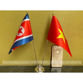 Cờ để bàn Việt Nam - Triều Tiên đế đôi inox