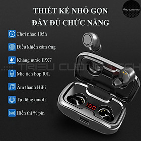 Hình ảnh Tai Nghe Bluetooth True Wireless Cảm Ứng Không Dây TCT-HGD-X10 Dung Lượng Pin Lớn-Điều Chỉnh Âm Lượng - Hàng Chính Hãng