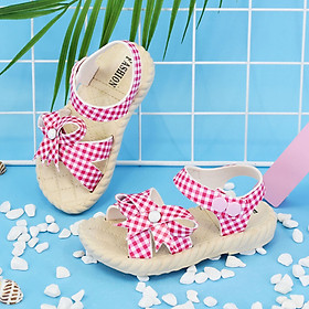 Dép sandal thắt nơ xinh xắn cho bé gái kẻ ca rô