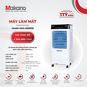 Quạt điều hoà làm mát không khí Makano MKA-03500B Công suất 90W, Lượng gió 3.500 M³/H - Hàng chính hãng