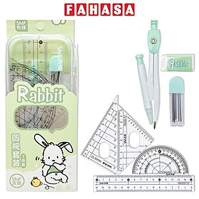 Bộ Compa 7 Món Rabbit - Bút Chì Kim - ShiF 3128 - Màu Xanh Mint