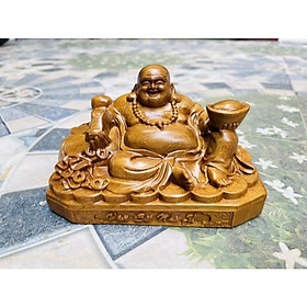 Tượng di lặc thu hút tài lộc gỗ bách xanh đem lại may mắn 15x10x10cm