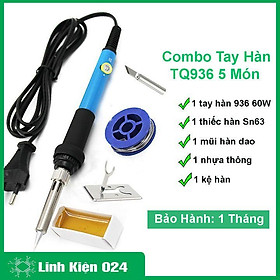 Combo mỏ hàn điều chỉnh nhiệt độ TQ936 + 1 thiếc hàn + 1 nhựa thông + 1 kệ hàn + 1 mũi hàn 900M T-K