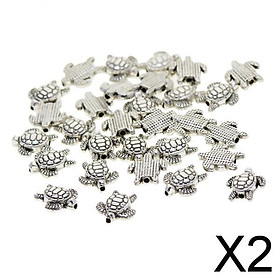 2x50pcs Tibetan Silver 3D Turtle Tortoise Spacer Beads Jewelry DIY Making