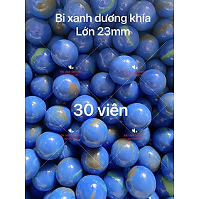 30 viên bi thủy tinh xanh dương khía lớn 23mm - bi trang trí cây cảnh và hồ cá