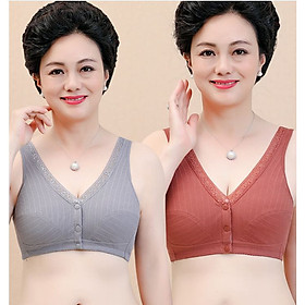 Áo Lót Cho Phụ Nữ Trung Niên Azuno Az400 Cao Cấp Chất Liệu Cotton Không Gọng Nâng Ngực - 38 - Cam đỏ