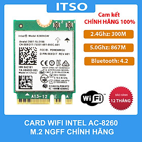  Card Wifi Intel AC8260 khe M2 có Bluetooth 8260NGW - Hàng nhập khẩu