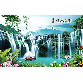 TRANH DÁN TƯỜNG VẢI LỤA 3D SƠN THUỶ HỮU TÌNH TẶNG KÈM KEO DÁN - TRANH PHONG CẢNH SƠN THUỶ TÁC NƯỚC ĐẸP