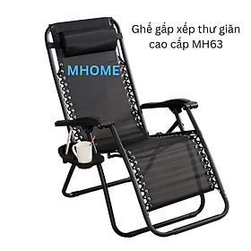 Mua Ghế xếp thư giãn hạng sang Mhome MH63 - Hàng Chính Hãng( Tặng gối tựa đầu và khay chứa nước  điện thoại)