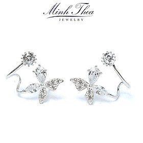 Bông tai nữ bạc 925, khuyên tai bạc nữ hình cánh bướm đẹp dáng kẹp vành Minh Thoa JEWELRY