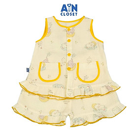 Bộ quần áo Ngắn bé gái họa tiết Voi Vàng xô muslin - AICDBGCN4P1H - AIN Closet