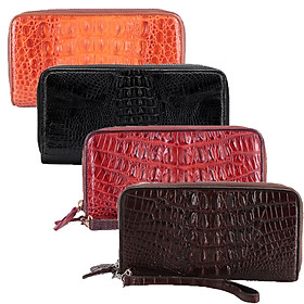 HJ3208-09-10-16 - Bóp da cá sấu 2 khóa gai vàng, đen, nâu đỏ, nâu đất