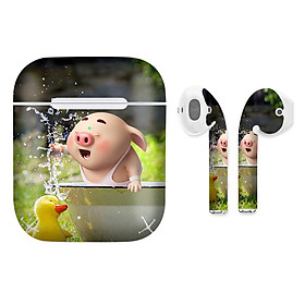 Mua Miếng dán skin chống bẩn cho tai nghe AirPods in hình Heo con dễ thương - HEO2k19 - 101 (bản không dây 1 và 2