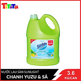 Nước lau sàn Sunlight Thiên nhiên chiết xuất Chanh Zuzu & Sả Can 3.6KG