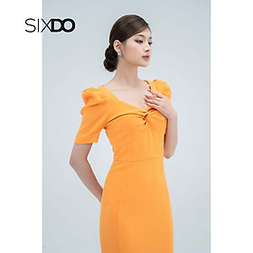 Đầm cổ V nhún ngực tay bồng trẻ trung SIXDO