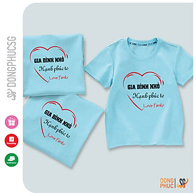 Áo gia đình nhỏ hạnh phúc to set đồ gia đình 3/4/5 người giá rẻ thun cotton màu thiên thanh GD301TT | SG