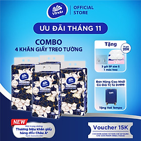 Khăn giấy treo tường cao cấp Vinda Prestige 4D 3 lớp 212 tờ