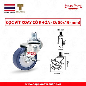 Mua Bánh xe đẩy PU tải nhẹ cọc vít xoay khóa - 50-65-75mm - Happy Move Thái Lan