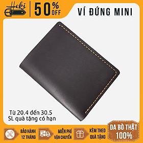 Ví Da Mini Kiểu Đứng Cao Cấp, Bóp Da Bò Thật Handmade Thiết Kế Nhỏ Gọn, Thời Trang Unisex Cho Nam Và Nữ DX20