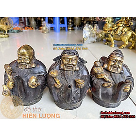 Mua Bộ Ấm Tam Đa Phúc Lộc Thọ Bằng Đồng Màu Nâu Giả Cổ Cao 15cm