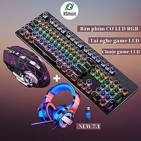 Mua COMBO Bàn phím cơ và chuột XSmart kèm tai nghe chụp tai headphone máy tính laptop pc có LED Đổi Màu T907+V5 Tia sét+Q9 7.1 - Hàng Chính Hãng