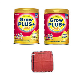 Combo 2 hộp Sữa bột GROW PLUS + GOLD lon 900g có HMO - của NutiFood, dành cho trẻ suy dinh dưỡng, thấp còi, tặng khăn mặt bông mềm mịn cho bé